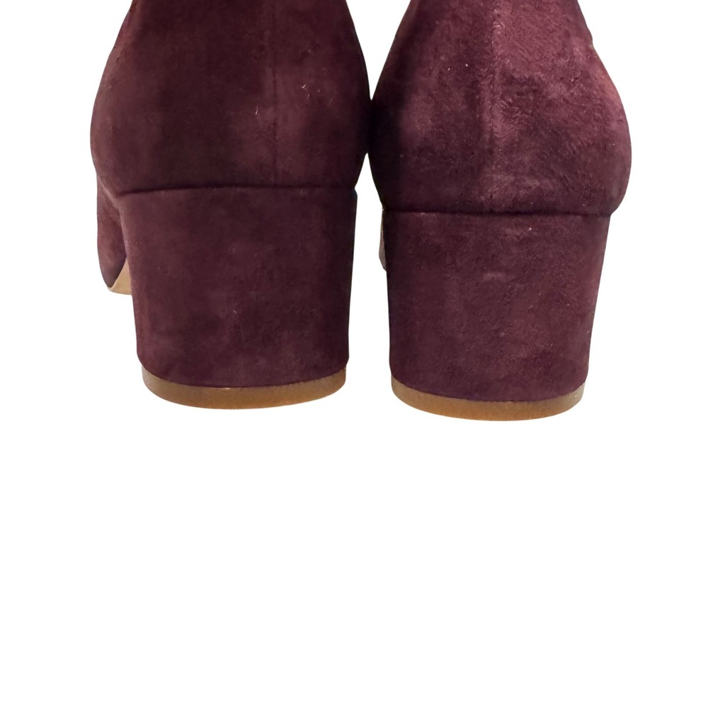 Madewell Inez Stud Ankle Strap Pumps Womens 9.5 Burgundy Suede Excellent Studded - Picture 8 of 11